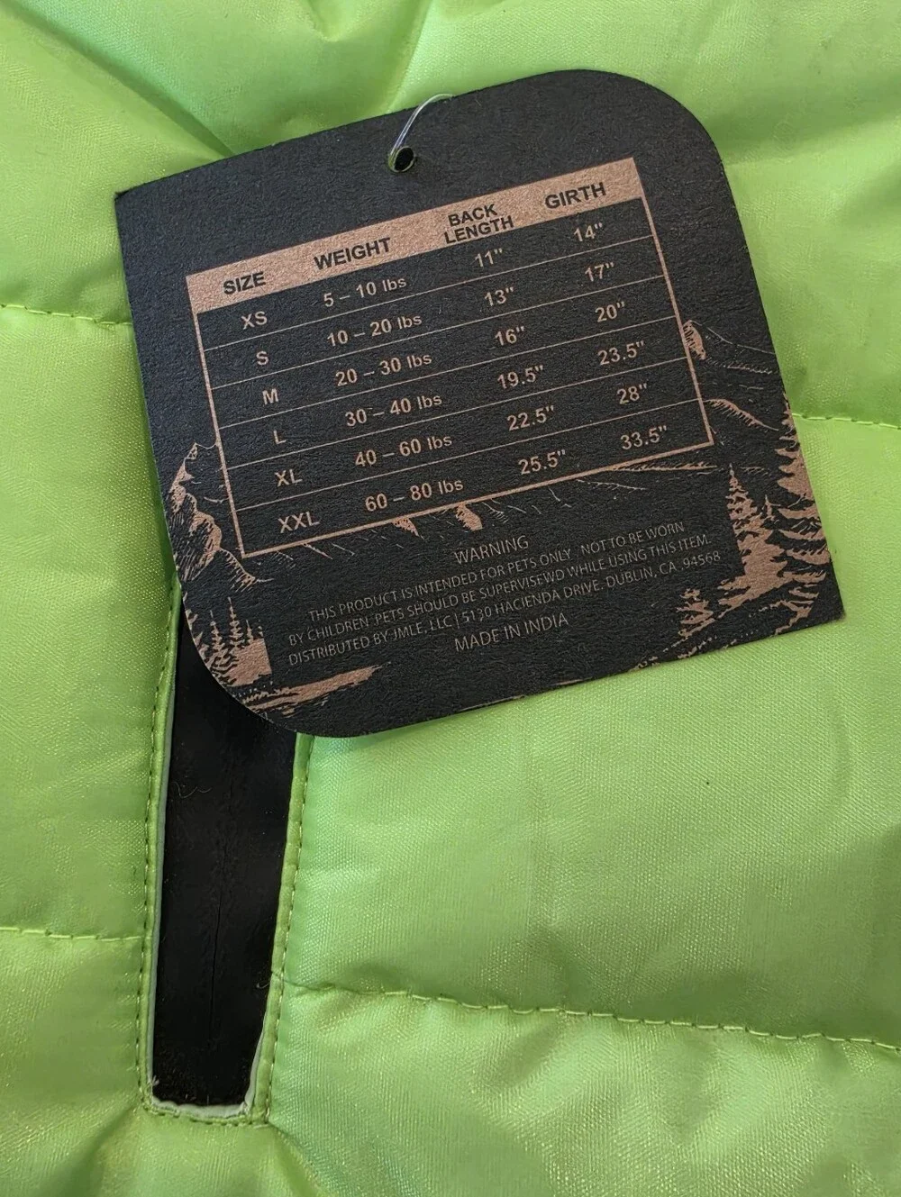 TRU-CANINE Hi Vis Reflective Insulated Dog Puffer Coat Neon Green